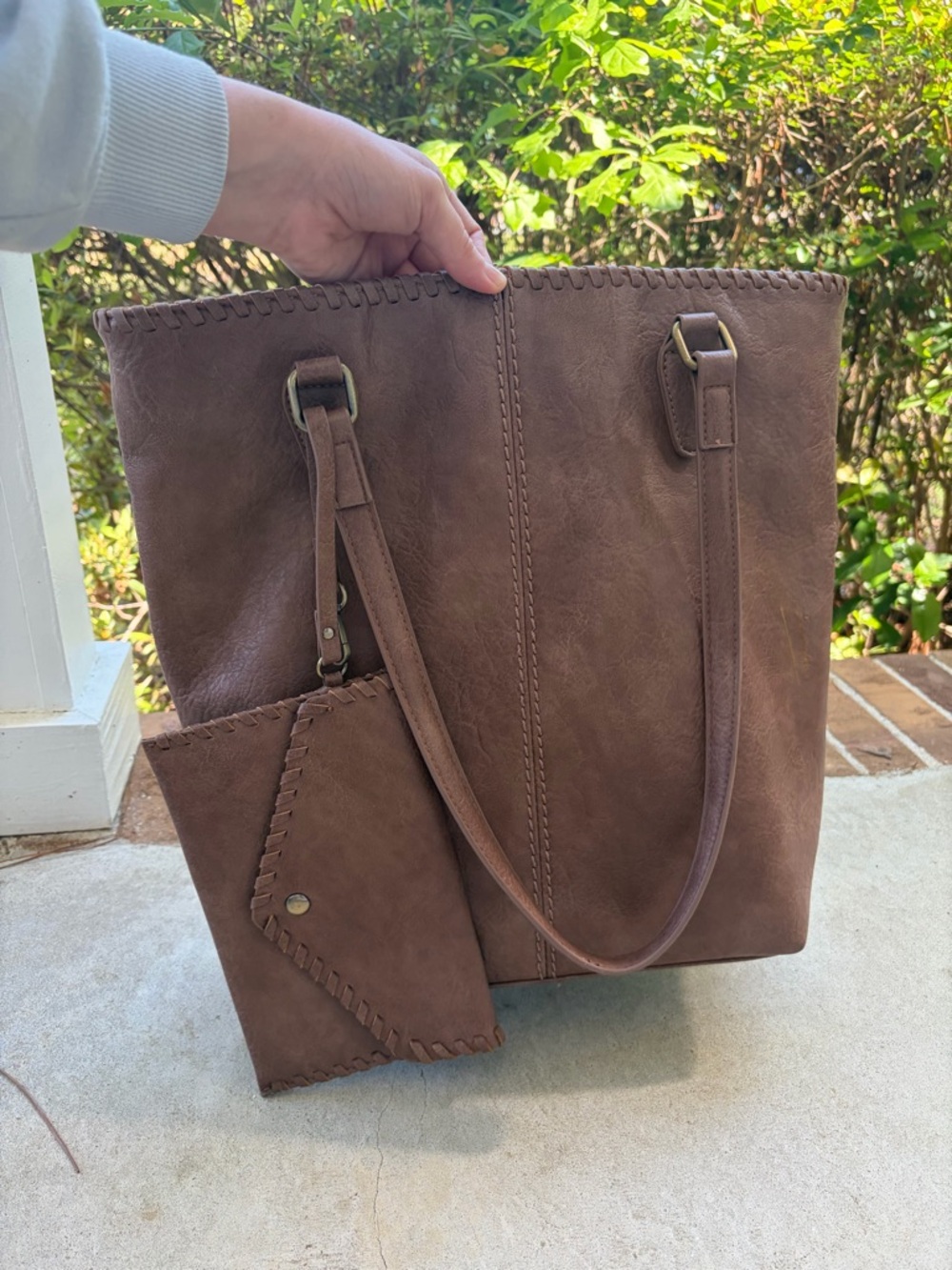 Antik Kraft Brown Hobo Tote with Detachable Pouch